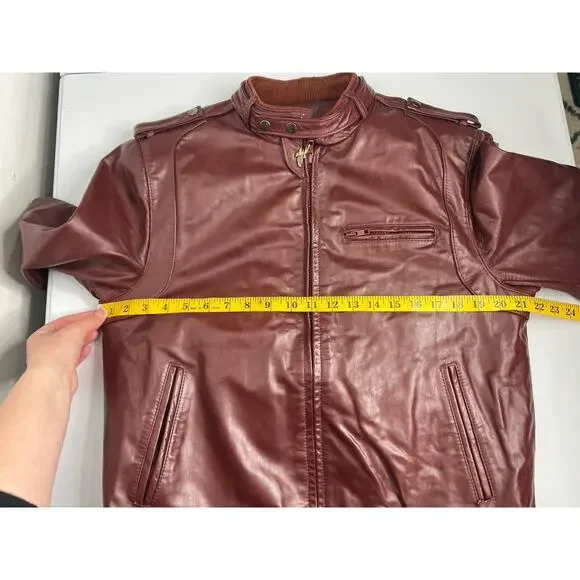 Vintage 70’s Berman’s Leather Burgundy Lined Bomber Jacket Size 42